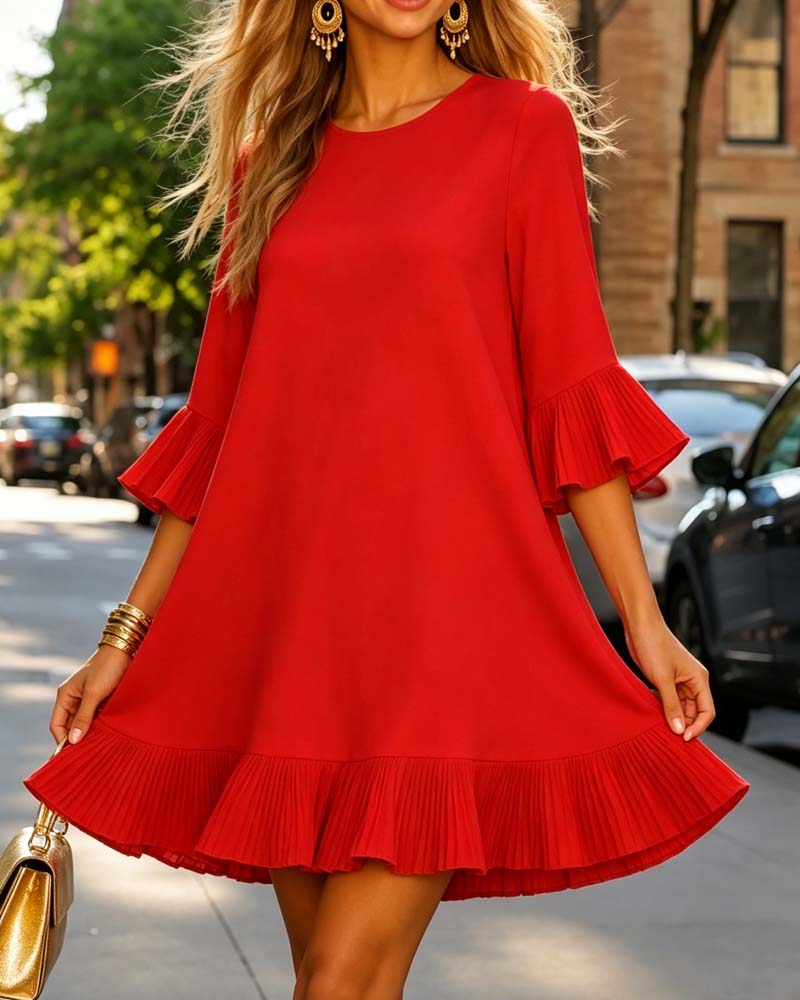 Robe Col Rond Volantée Loose