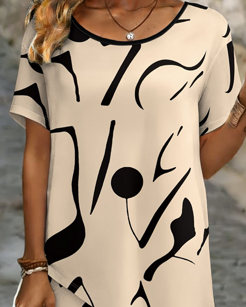 Blouse Col Rond Irrégulier Décontractée