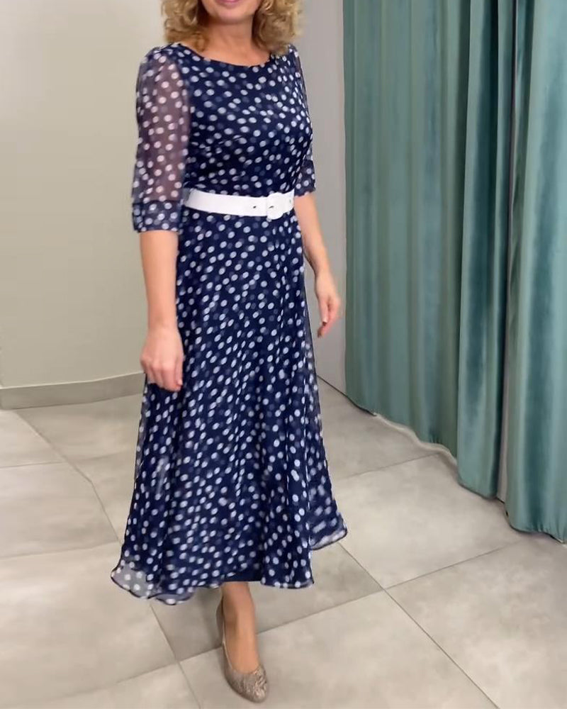 Robe Manches Demi-Pois Chiffon