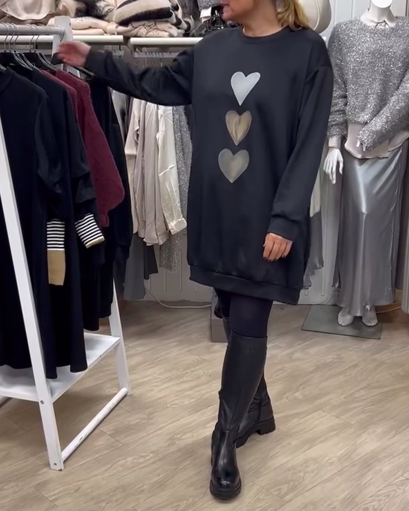 Robe Shift Cœur Motif Casual