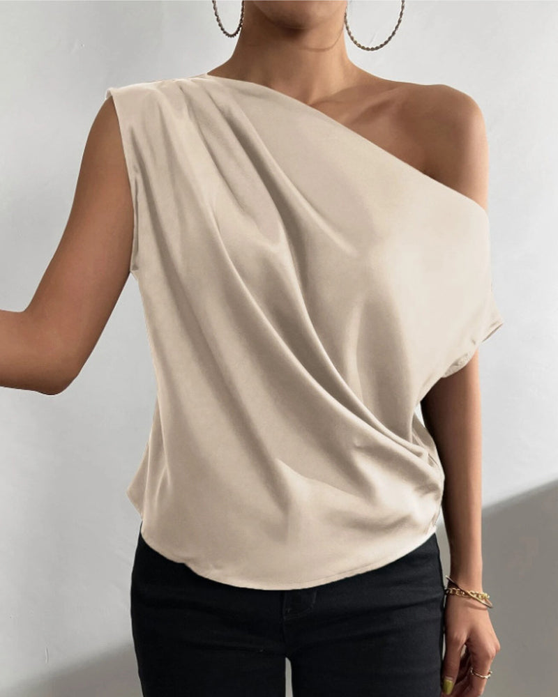 Blouse Unie Hors Épaule Sans Manches