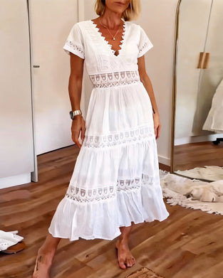 Robe Profond Décolleté En V Découpe Maxi