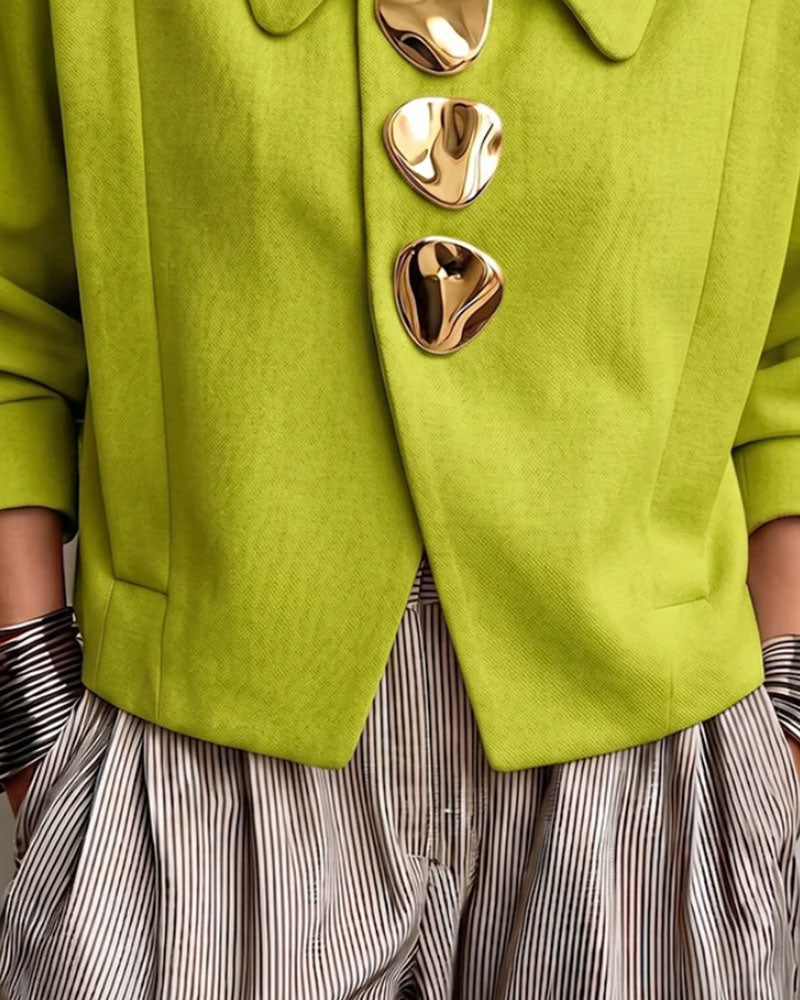 Veste Métal Boucle Revers Décontractée