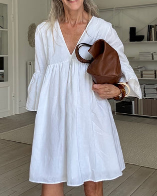 Robe Col V Décontractée Unie