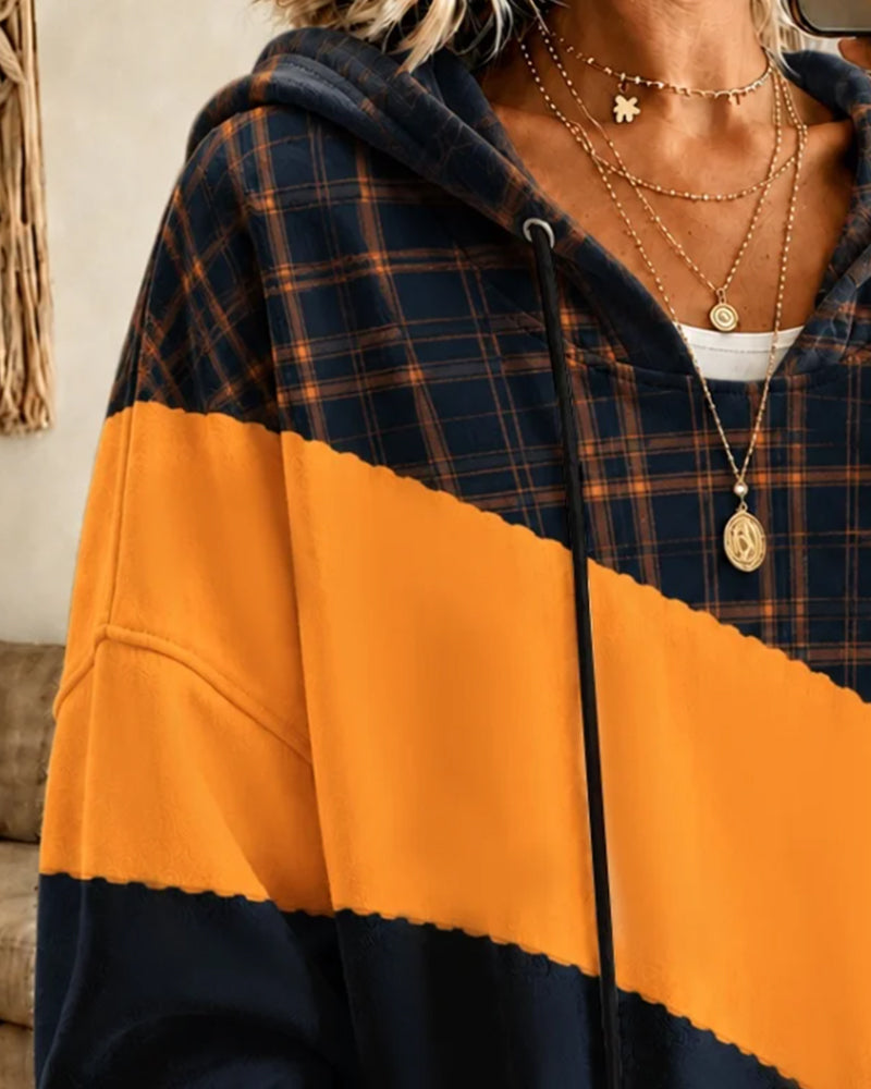Hoodie À Capuche Contraste Décontracté