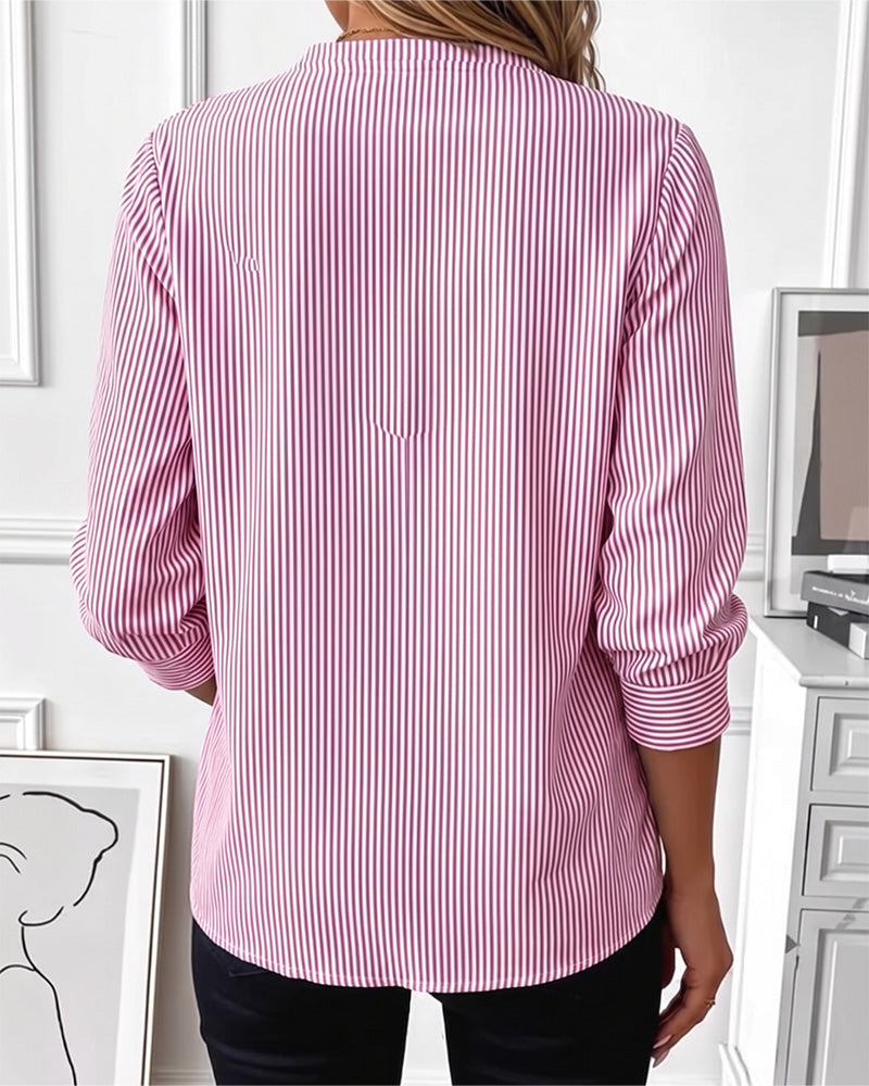 Blouse Rayée Patchwork Fermeture Éclair
