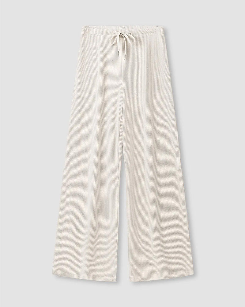 Pantalon Solide Cordon Coupe Large Long