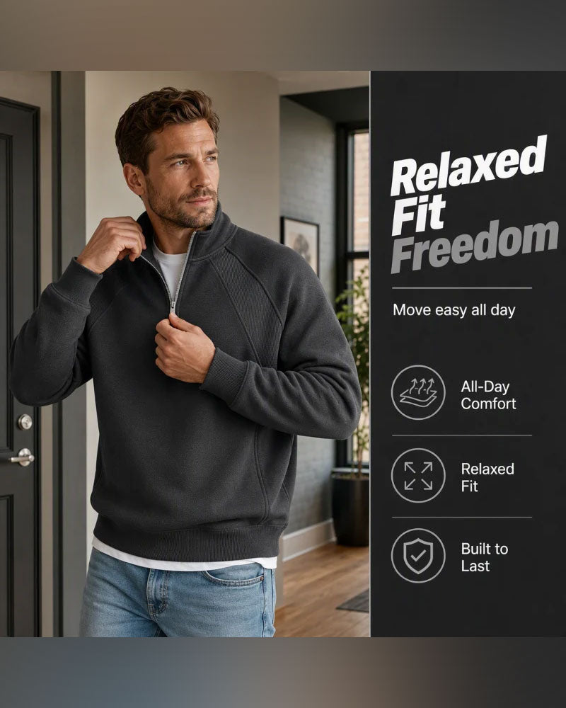 Sweat-Shirt Demi Zip Col Montant
