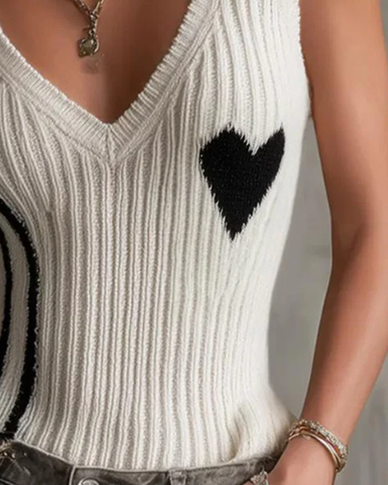 Pull Décontracté Sans Manches Col V