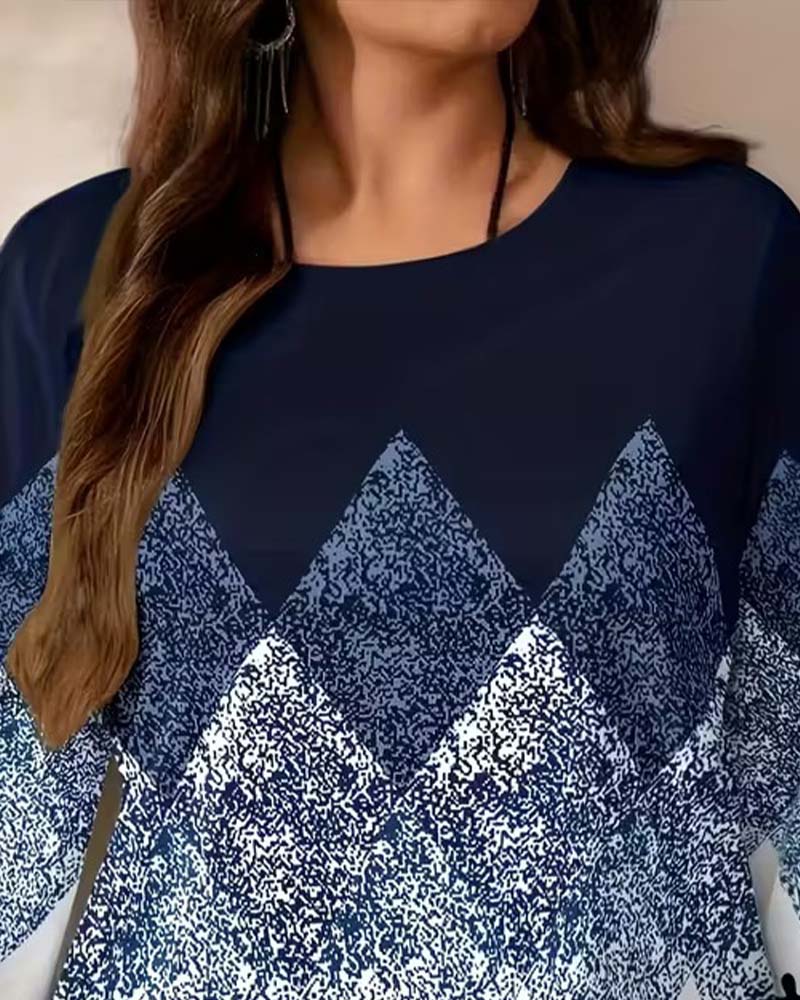 Top Coupe Ample Col Rond Manche Trois-Quarts