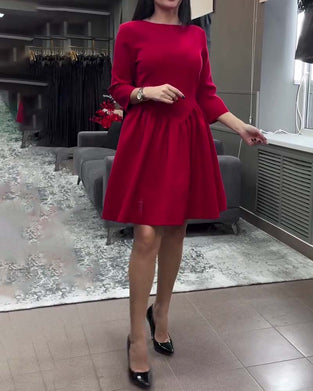 Robe Tempérament Col Ronde Taille Ourlet A