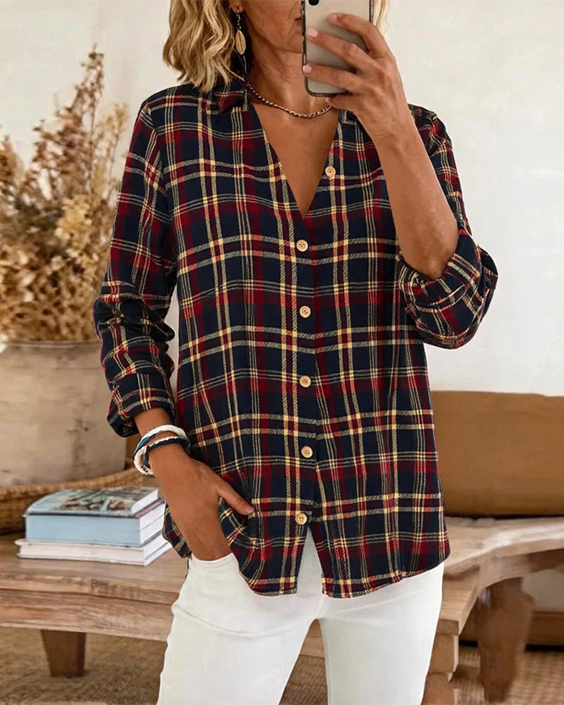 Chemise Vintage À Carreaux Manches Longues