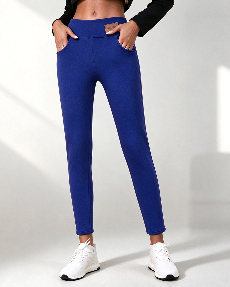 Leggings Doublé Polaire Uni Poche