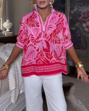 Chemise Manche Bouffante Imprimé Col Peter Pan