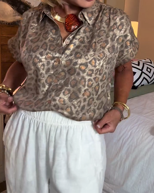 Chemisier décontracté imprimé léopard