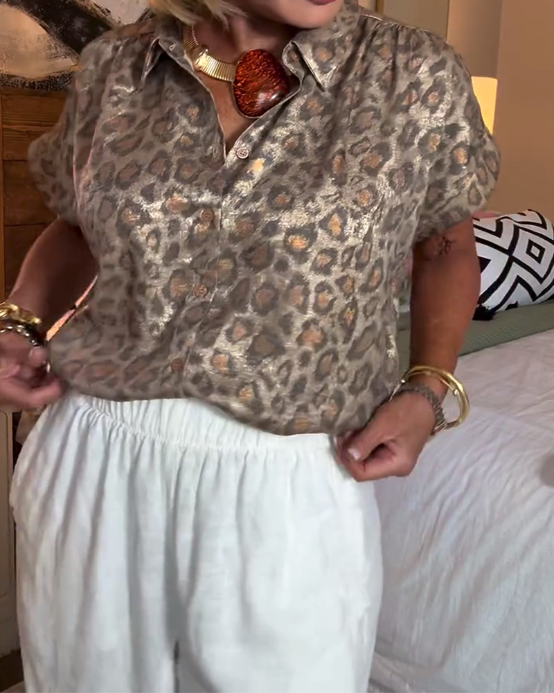 Chemisier décontracté imprimé léopard