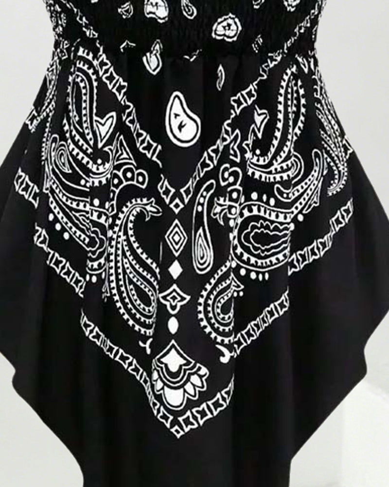 Blouse Paisley Bandeau Asymétrique