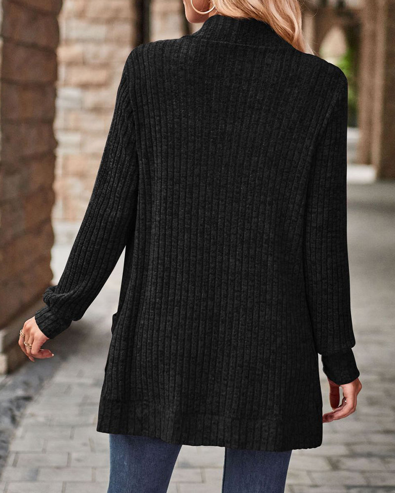 Manteau Brossé Décontracté Manche-Longue