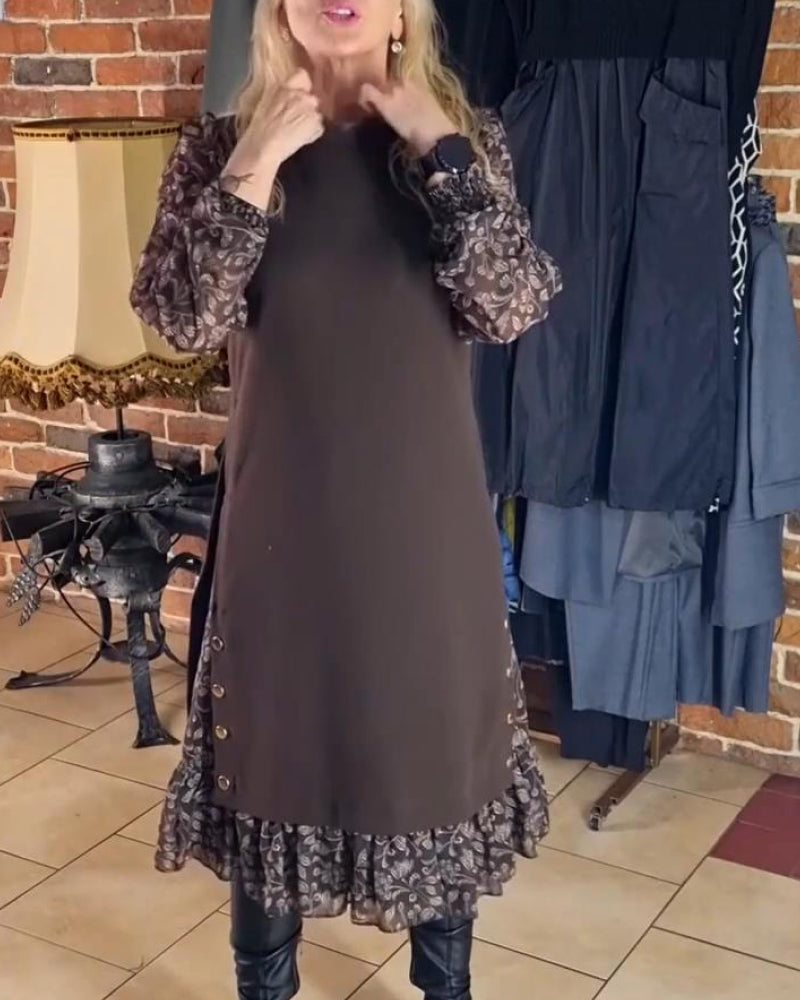 Robe À Col Rond Effet Faux Deux Pièces