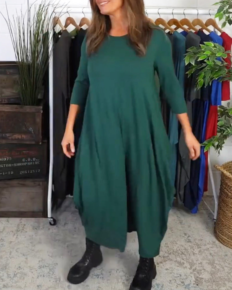 Robe décontractée simple de couleur unie