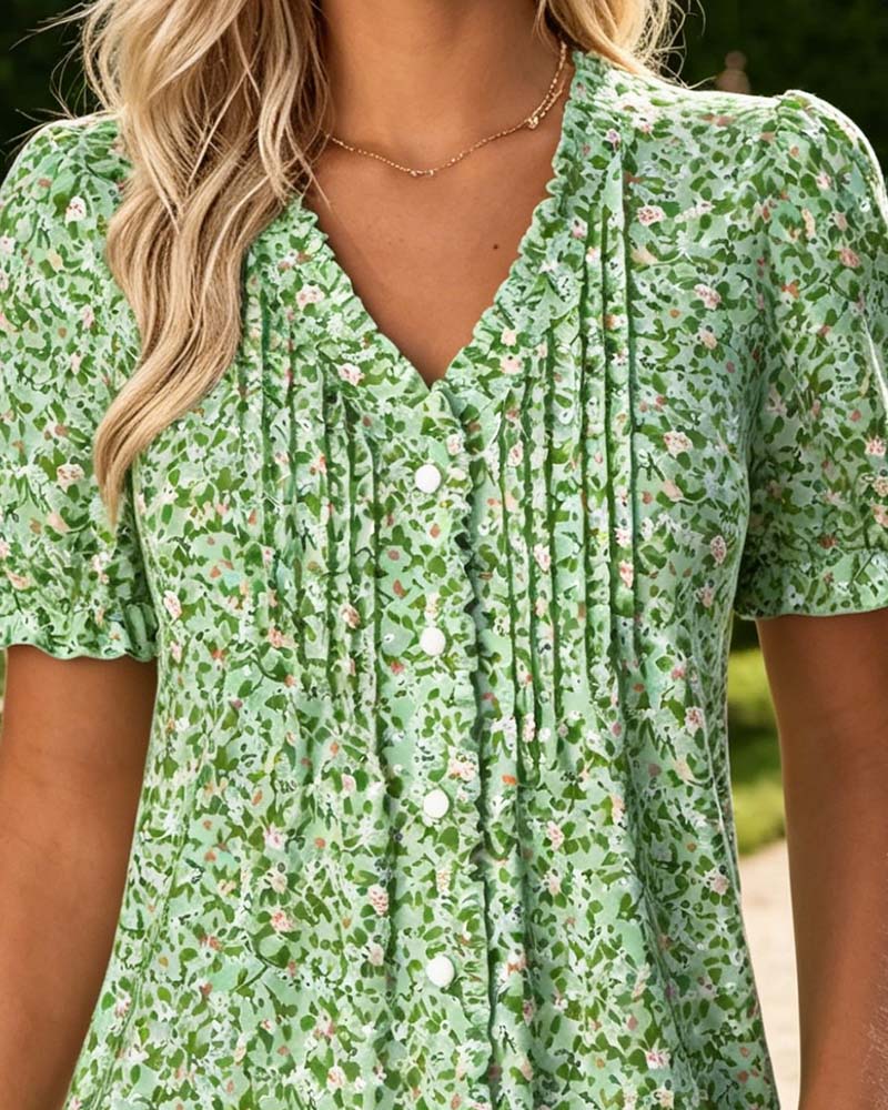 Blouse Col V Imprimé Floral