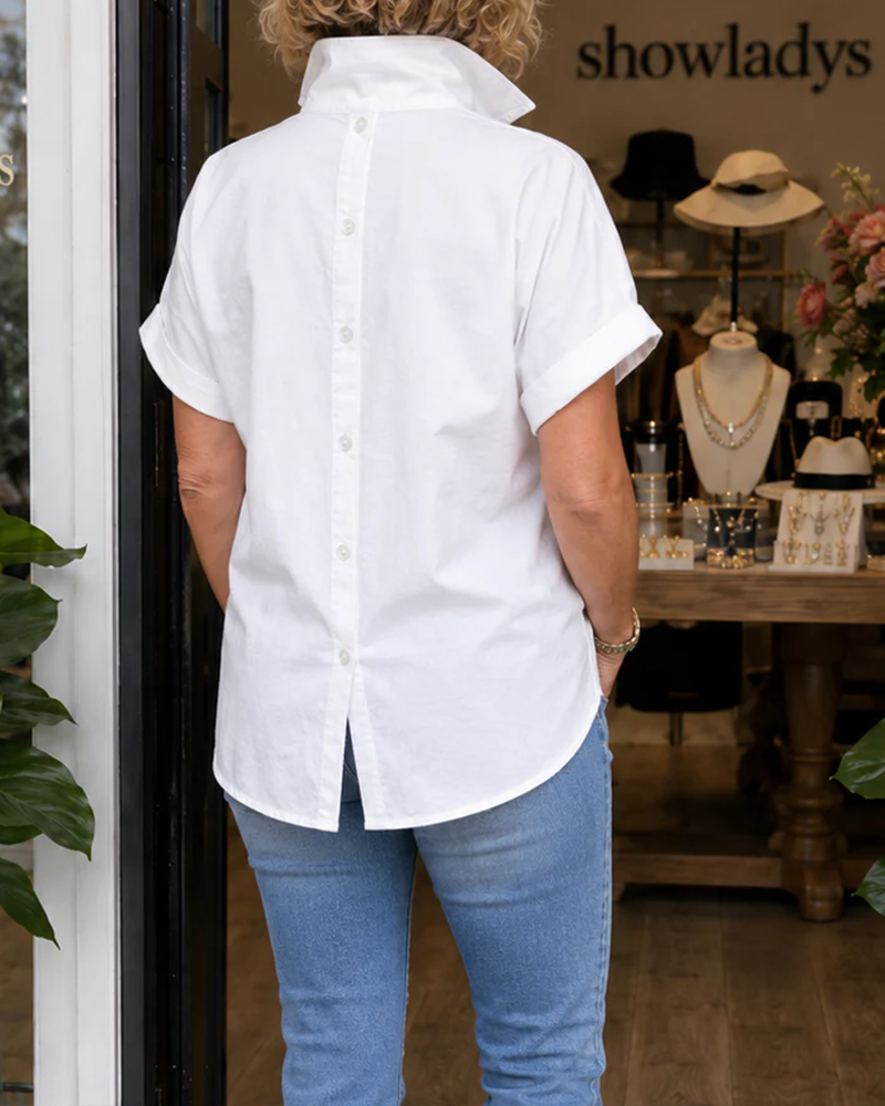 Blouse Poche Bouton Col En V Décontractée
