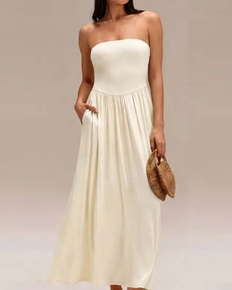Robe Convertible Sans Bretelles Taille-Cintrée