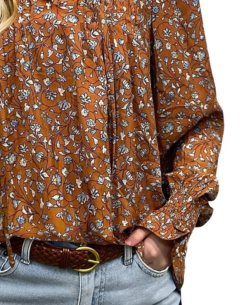 Blouse Manches Ballon Fleuries Manches Longues