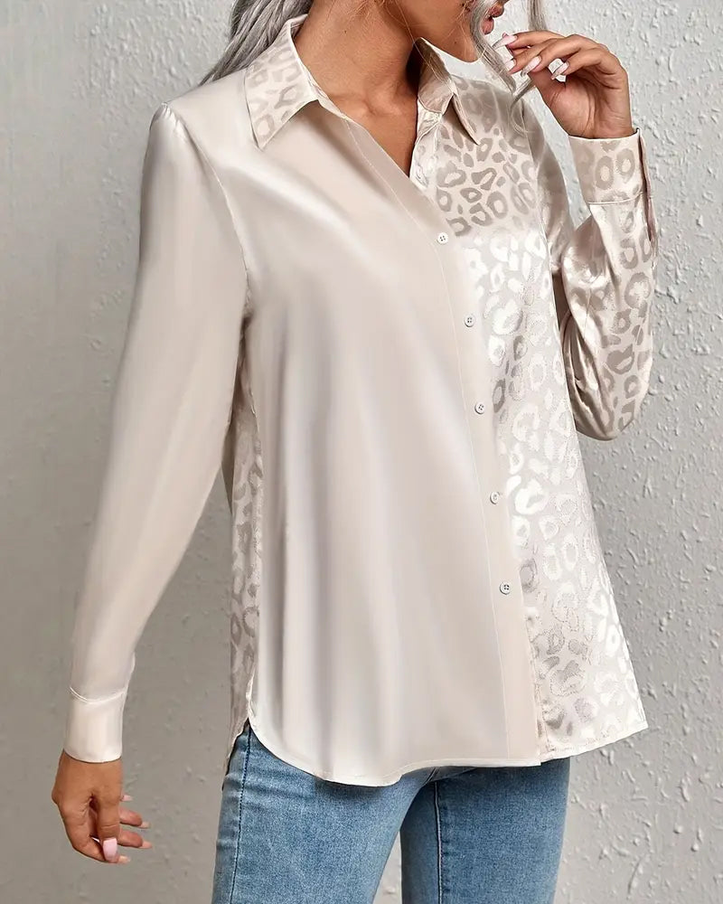 Chemise Satin Imprimé Léopard Incrustation