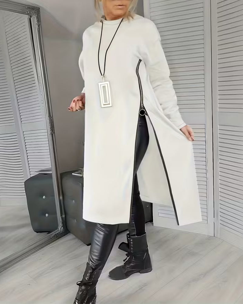 Robe Élégante Grande Poche Design À Fermeture Éclair