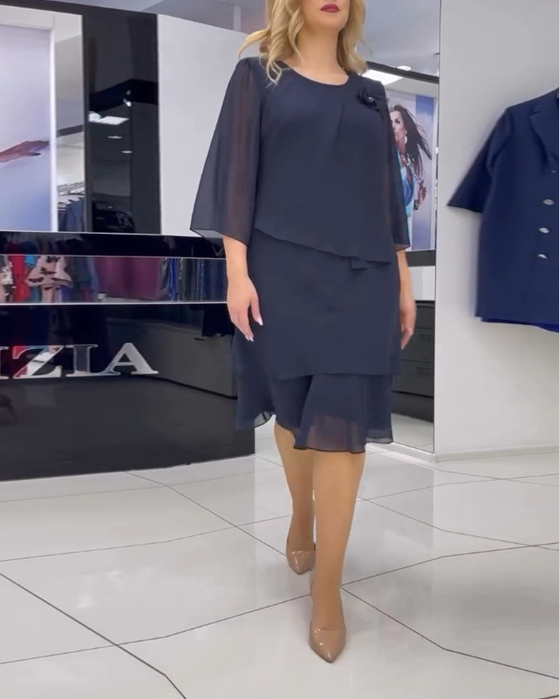 Robe élégante en patchwork irrégulier de couleur unie