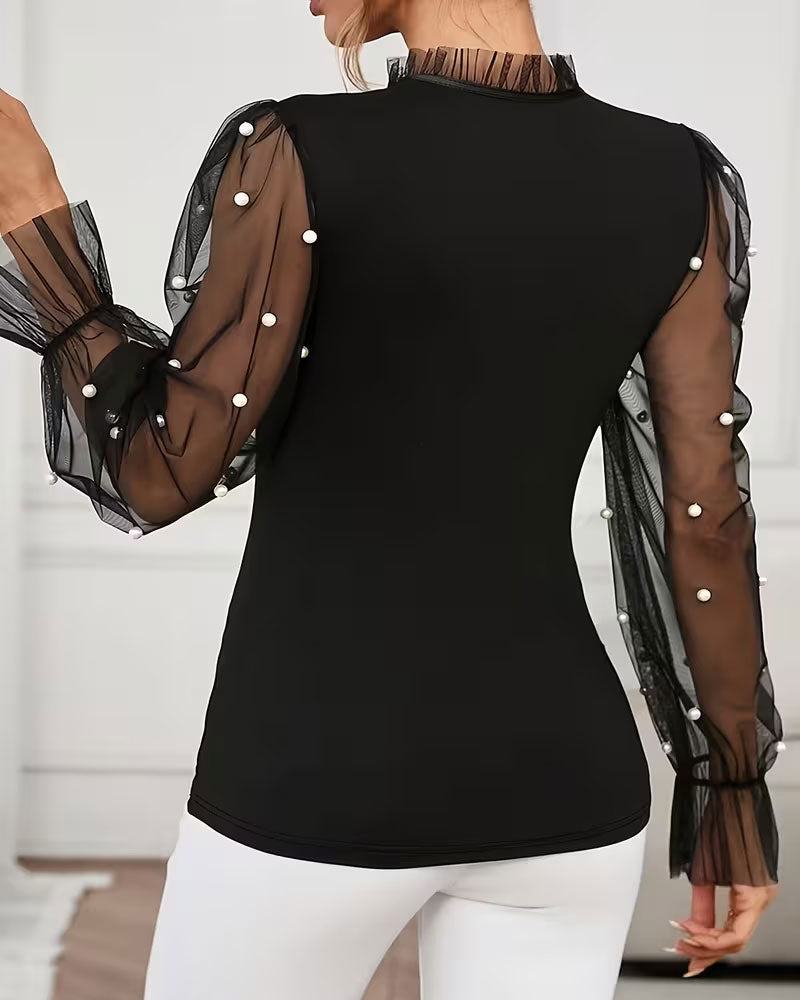 Blouse Unie Manche Bouffante Tendance