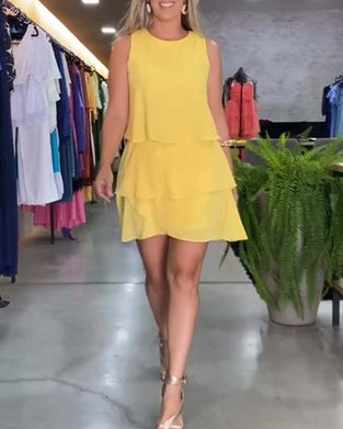 Robe sans manches à volants double épaisseur