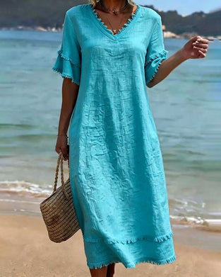 Robe Ourlet Brut Col V