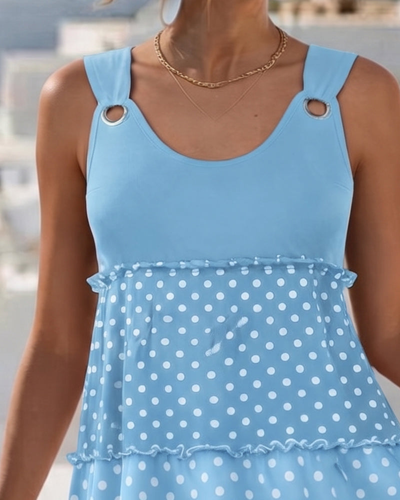 Robe Pois Raye À Volants Spaghetti