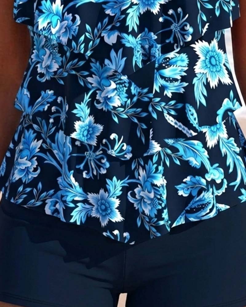 Tankini Volant Irrégulier Ourlet