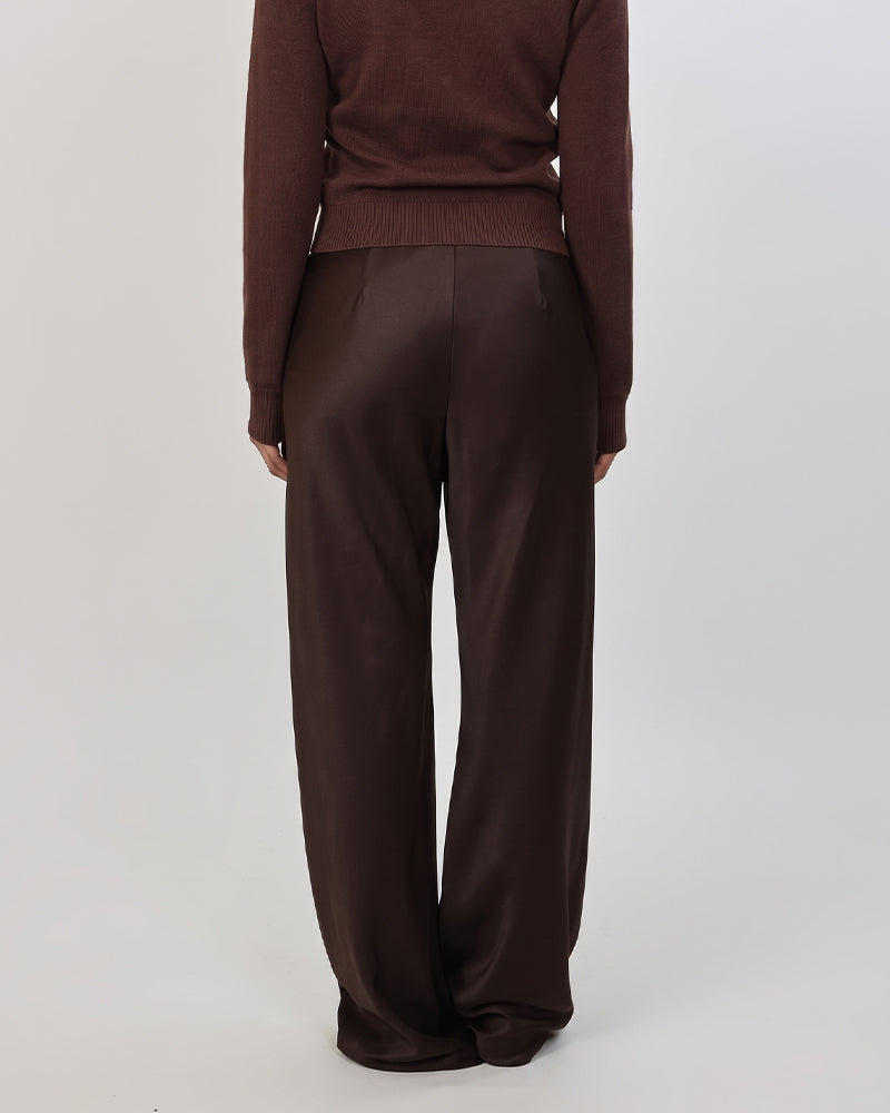 Pantalon Diagonal Rayé Patchwork Uni Jambe Large