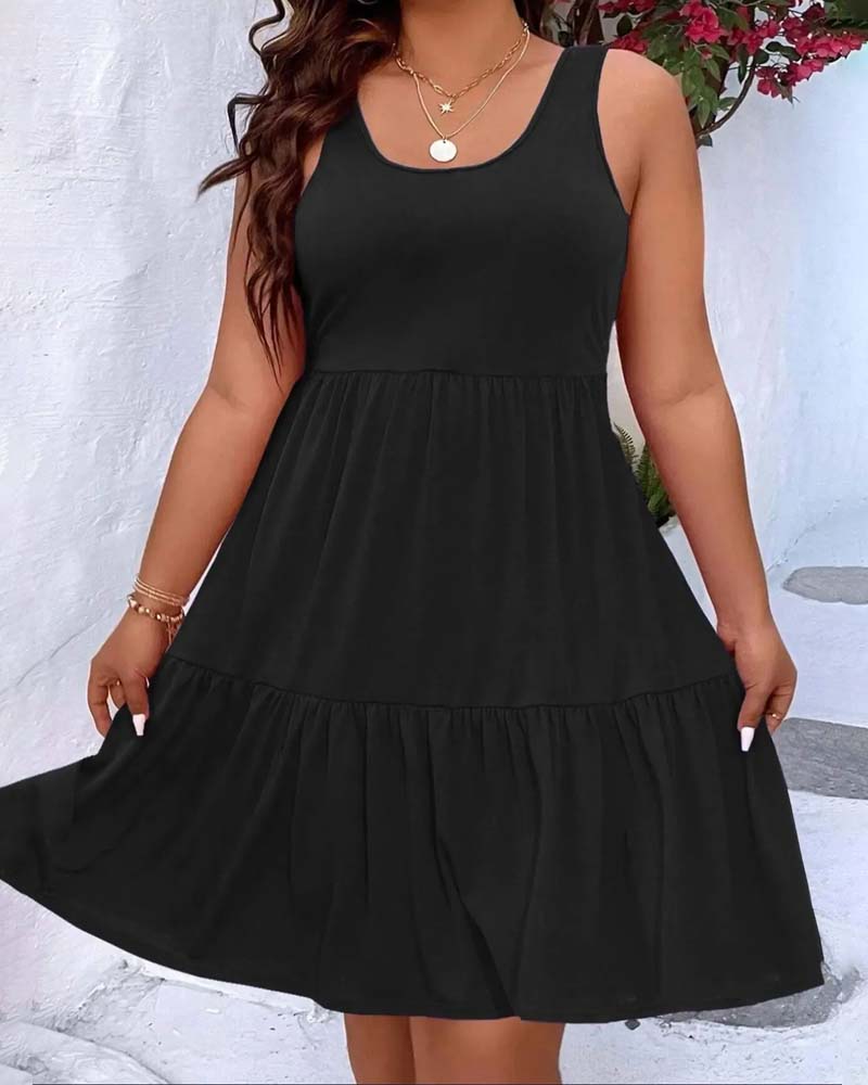Robe Double Couche À Volants Superposés Débardeur