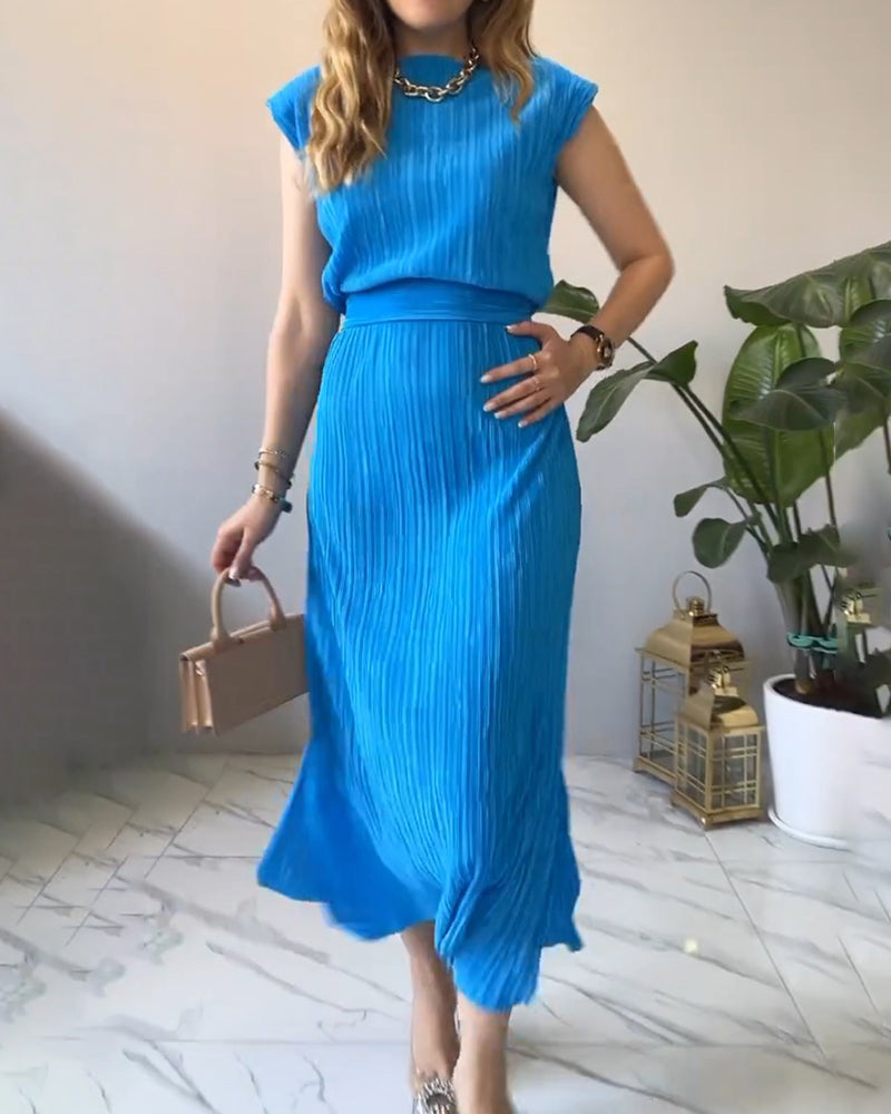 Robe longue texturée sans manches