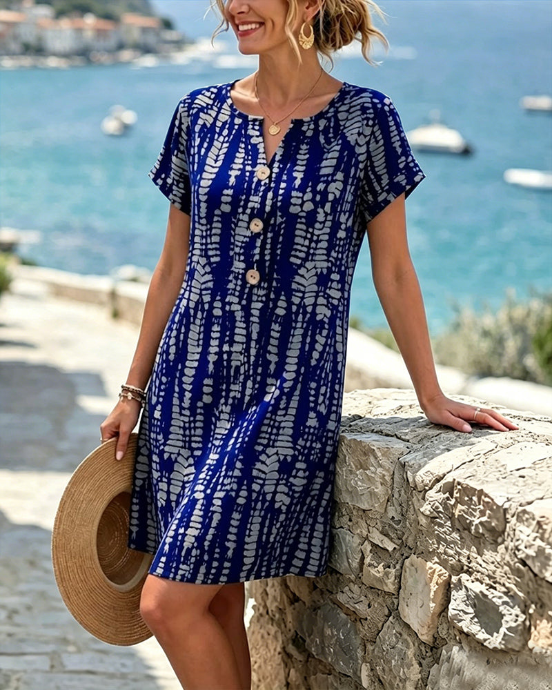 Robe Contraste De Couleur Manches Courtes Ourlet A