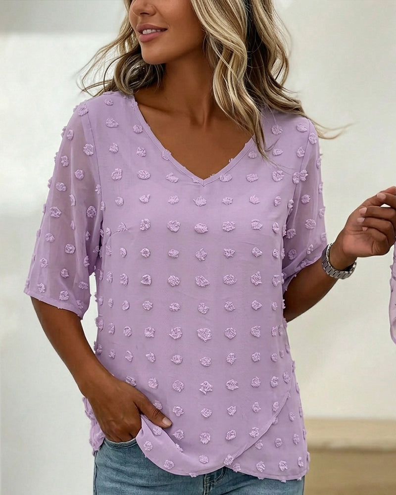Blouse Décontractée Col V Uni