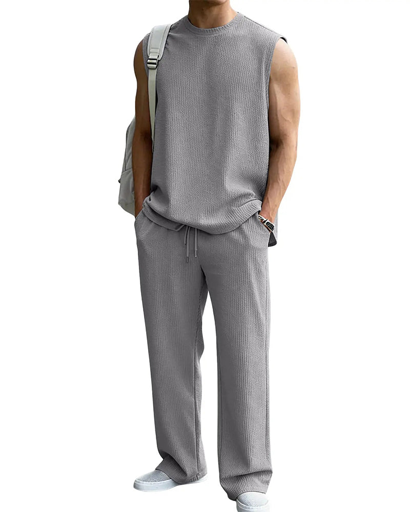 Ensemble Homme Uni Sans Manche