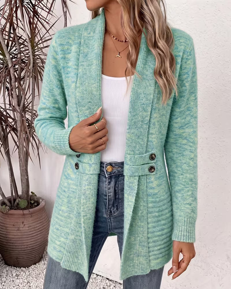 Cardigan Unie Bouton Orné