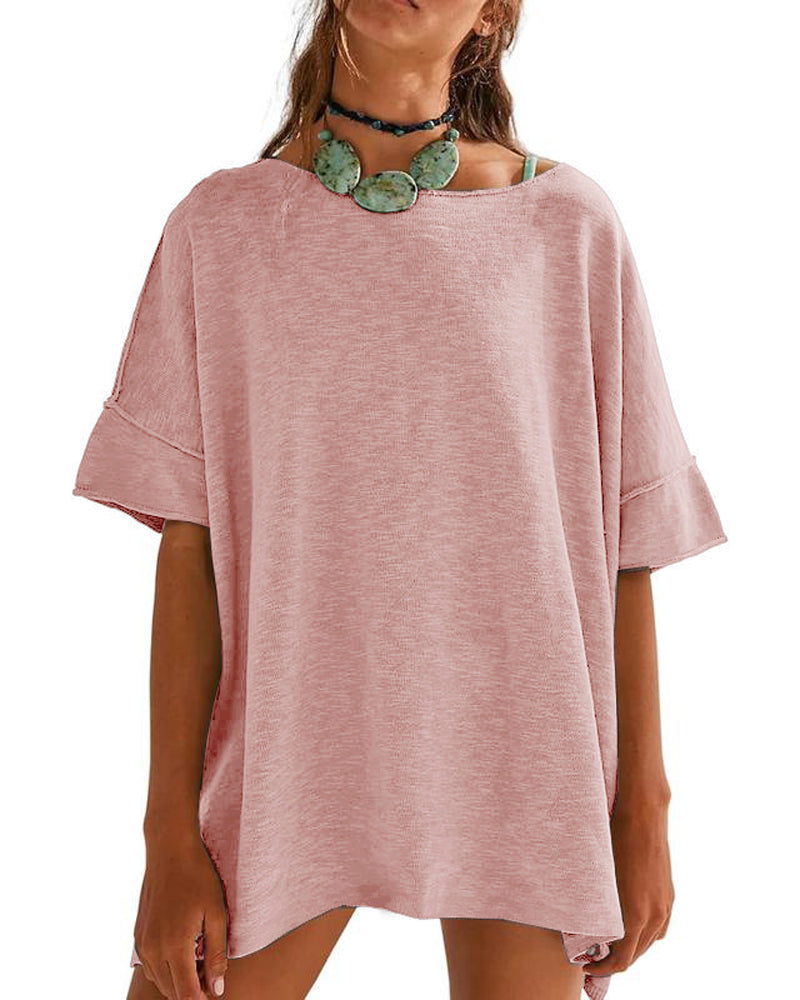 T-Shirt Uni Patchwork Demi-Manche