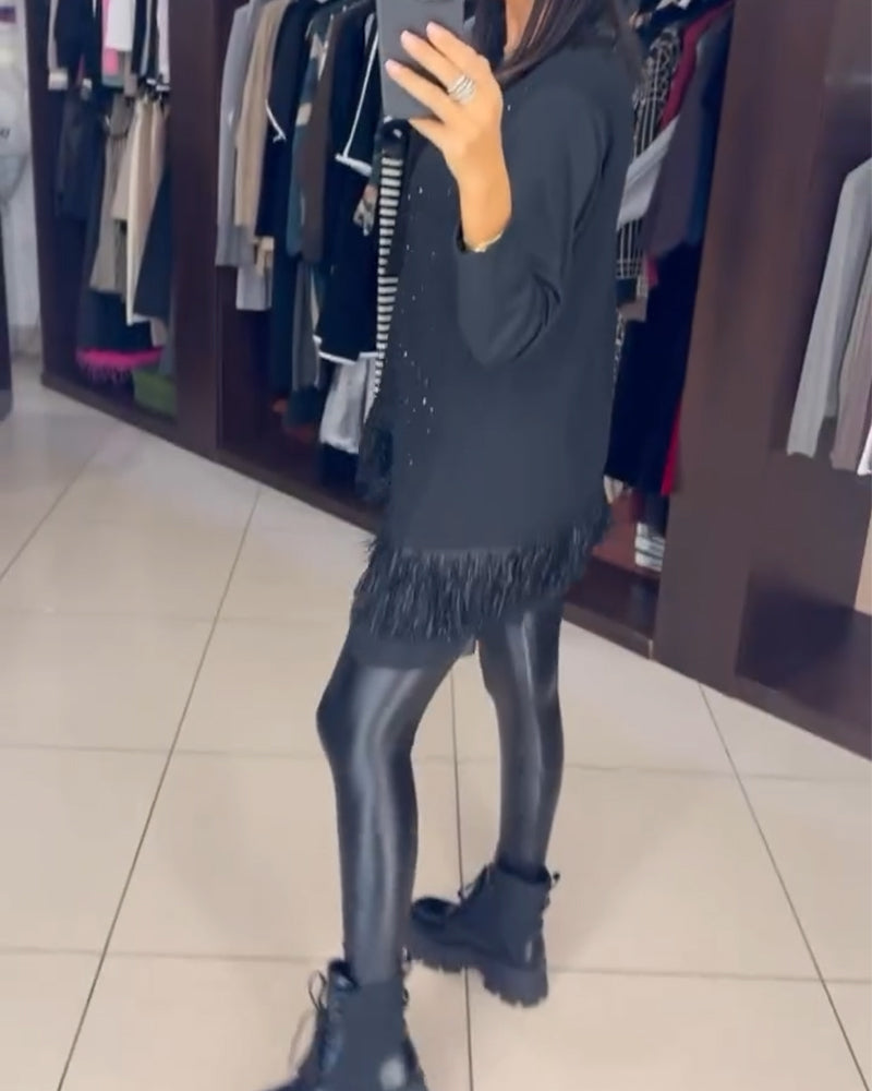 Haut Hem À La Mode Strass