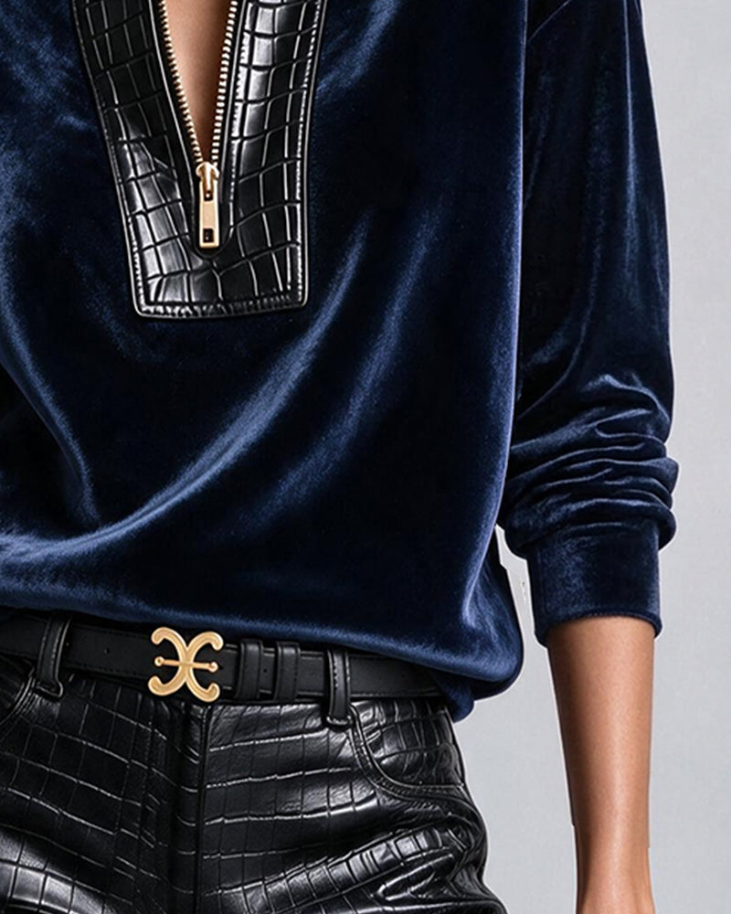 Haut Velours Assemblé Demi-Zip