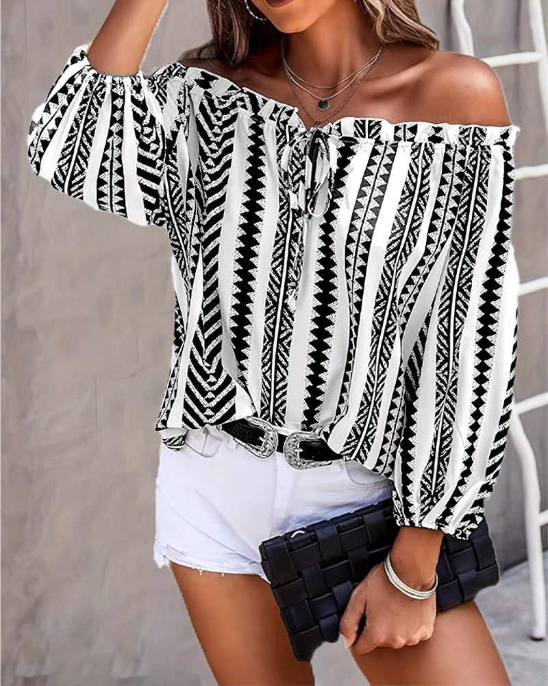 Blouse Élégant Sophistiqué Géométrique Hors Épaule