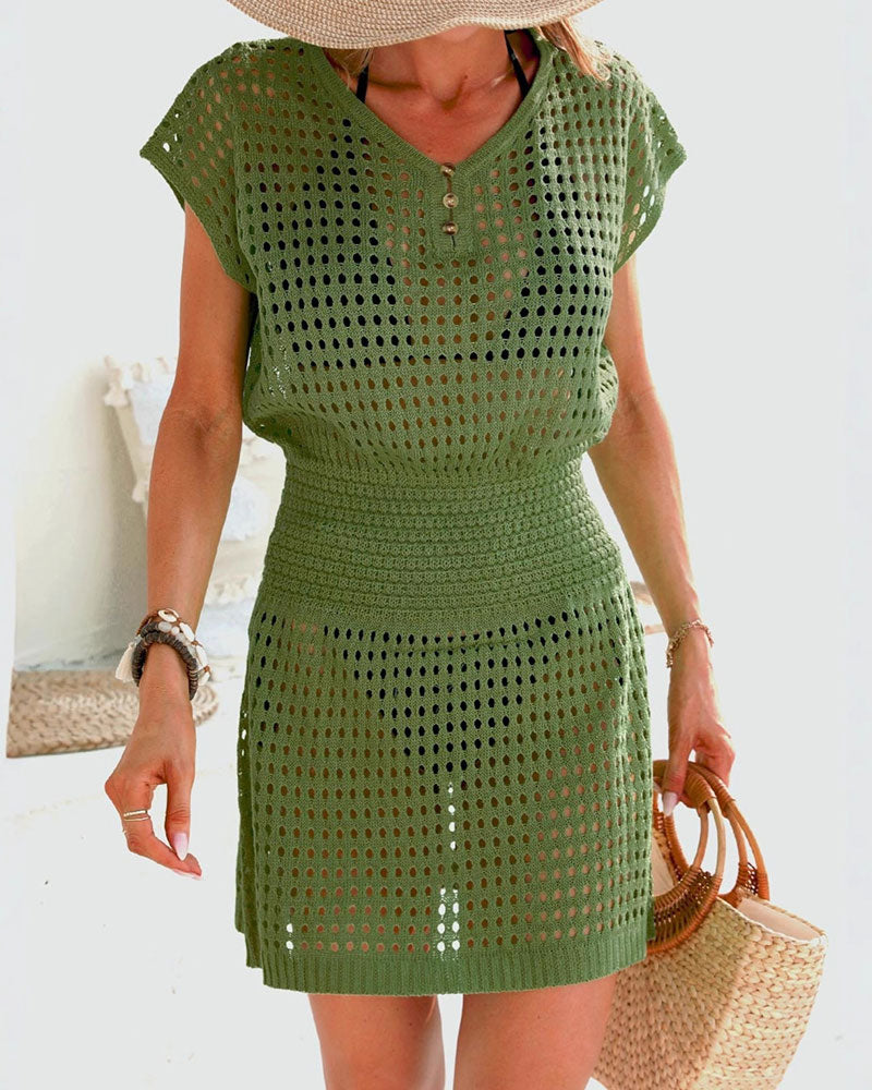 Cache-Cœur Unie Découpé Taille Cintrée Crochet