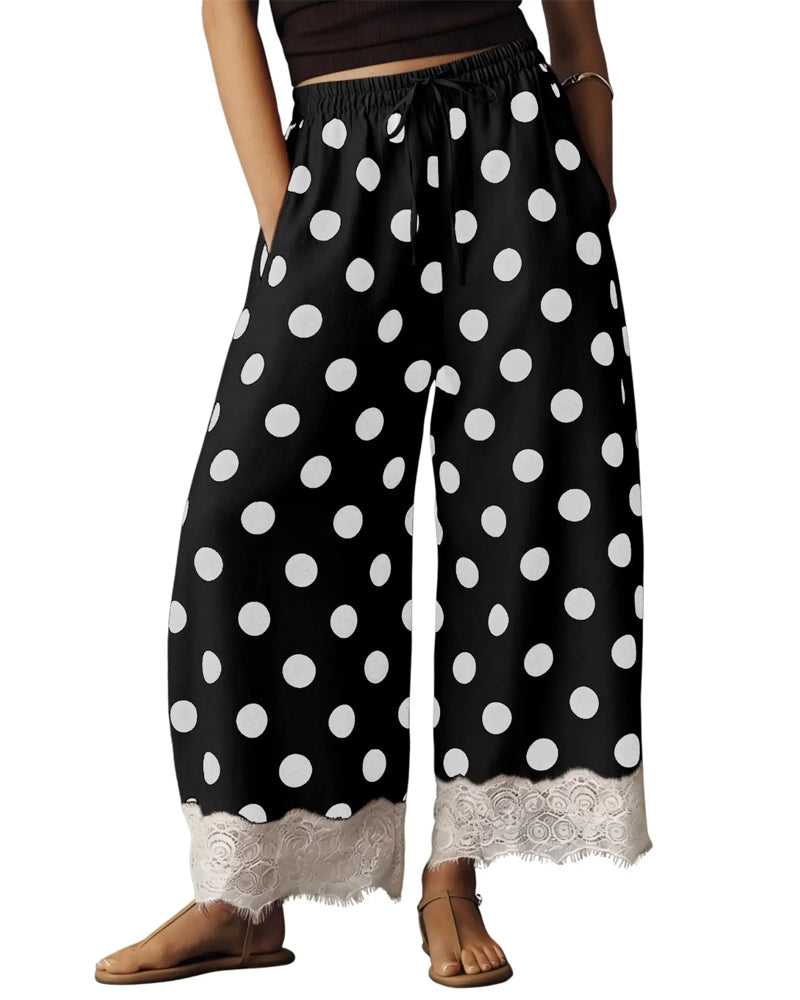 Pantalon Grand Pois Dentelle Capri