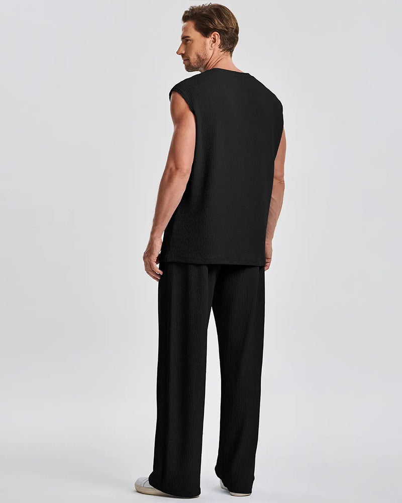Ensemble Homme Uni Sans Manche